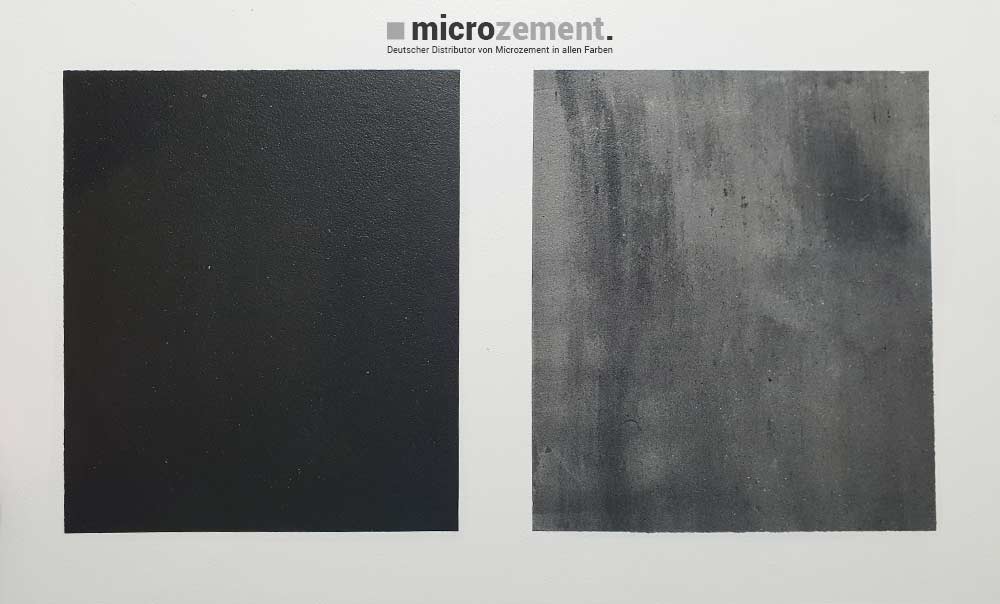 Microzement Proben schwarz und Antrazit kreativ
