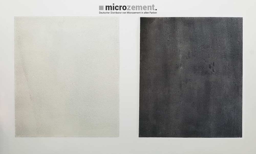 Microzement Proben Natur creme und Antrazit