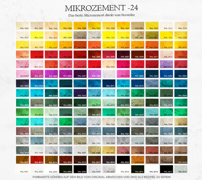 Microzement RAL-Farbtafel